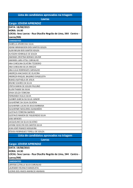 Lista de candidatos aprovados na triagem Lavras Cargo: JOVEM