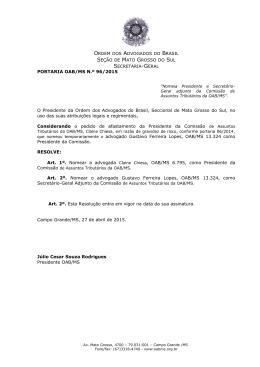 PORTARIA OAB/MS N.º 96/2015 Comissão de Assuntos Tributários