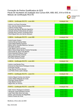 Certificação RCCTE Pauta CP+EX_60A, 60B, 60C, 61A e 61B