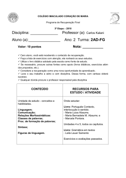 Língua Portuguesa (Prof. Carlos) - Colégio Imaculado Coração de