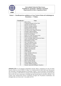 lista dos candidatos classificados para o 1º curso Teórico
