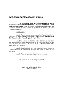PROJETO DE RESOLUÇÃO Nº 016/2012