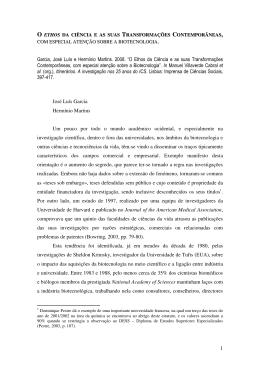 1 Garcia, José Luís e Hermínio Martins. 2008. “O Ethos da Ciência e