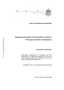 José Luis Plasencia Cabanillas Deposição de Parafina em