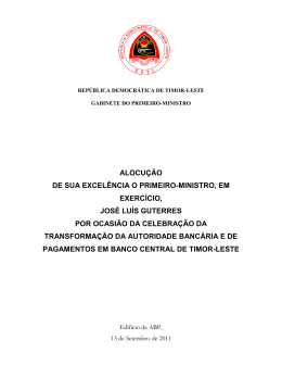 Alocução de S. E. o Primeiro-Ministro em Exercício, José Luís Guterres
