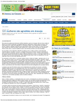 121 mulheres são agredidas em Aracaju (Jornal da Cidade.net – 14