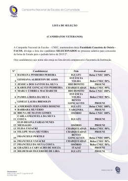 LISTA DE SELEÇÃO 14-07-2015 - Faculdade CNEC de Campo Largo