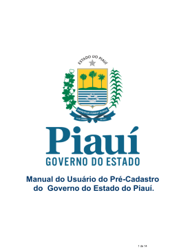Manual do Usuário do Pré-Cadastro do Governo do Estado do Piauí.