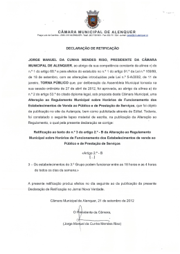 Declaração de retificação - Câmara Municipal de Alenquer