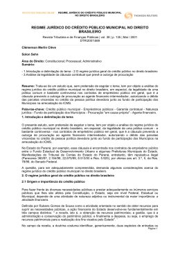 regime jurídico do crédito público municipal no direito brasileiro