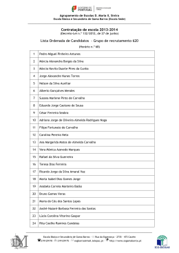 Contratação de escola 2013-2014 Lista Ordenada de Candidatos