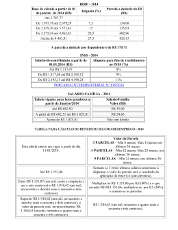 IRRF - 2014 Base de cálculo a partir de 01 de janeiro de 2014 (R