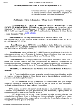 Deliberação Normativa CERH nº 43, de 06 de janeiro de 2014