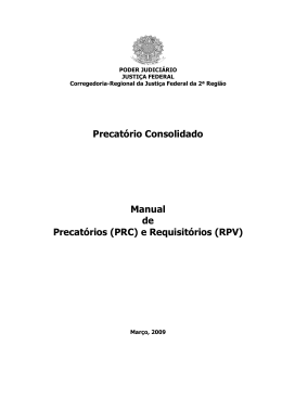 Precatório Consolidado Manual de Precatórios (PRC)