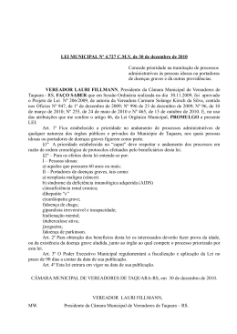 PROJETO DE LEI Nº 206/2009 - Câmara de Vereadores de Taquara