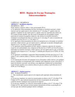 RITI - Regime do Iva nas Transações Intracomunitárias