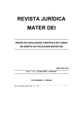 REVISTA JURIDICA MATER DEI - volume 01