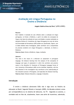 Avaliação em Língua Portuguesa no Ensino a - Nehte