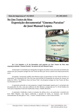Exposição documental “Cinema Paraíso” de José Manuel Lopes.