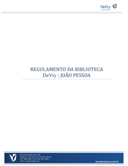 REGULAMENTO DA BIBLIOTECA DeVry | JOAO PESSOA