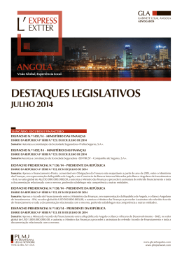 Angola - Destaques Legislativos Julho de 2014