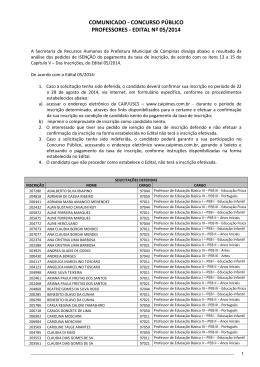 comunicado - concurso público professores - edital nº 05/2014