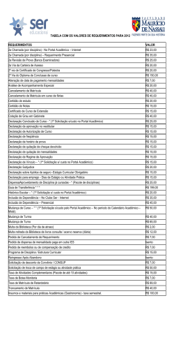 TABELA COM OS VALORES DE REQUERIMENTOS PARA 2012