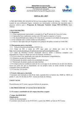 EDITAL 023 / 2015 A PRÓ-REITORIA DE GRADUAÇÃO - Unifal-MG