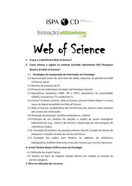 1. O que é a plataforma Web of Science? 2. Como efetuar o registo
