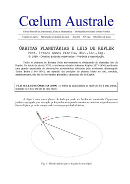 órbitas planetárias e leis de kepler