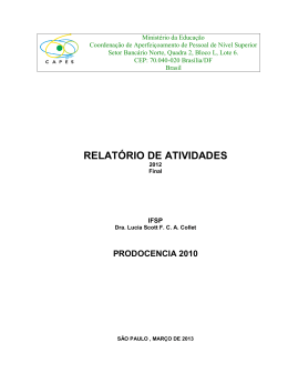 relatorio final prodocencia 2010 - Licenciatura em Ciências Biológicas
