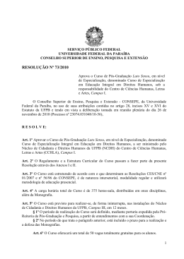 resolução nº 73/2010 - Universidade Federal da Paraíba