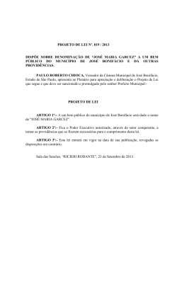 Leia o documento - Câmara Municipal de José Bonifácio