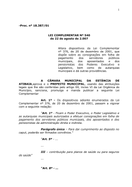 Lei Complementar 540 2007 altera consignação