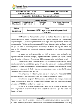 EC-005/10 Censo do IBGE: uma oportunidade para José Francisco
