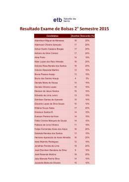 Resultado Exame de Bolsas 2° Semestre 2015