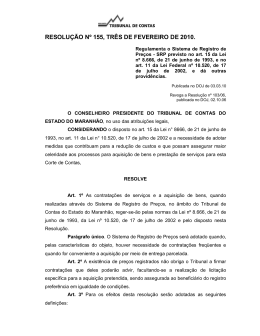 RESOLUÇÃO Nº 155, TRÊS DE FEVEREIRO DE 2010.