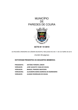 Acta nº 21 - Câmara Municipal de Paredes de Coura