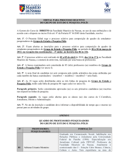 Edital Grupo de Pesquisa - Curso de Direito da Faculdade Maurício