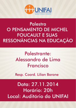 Palestrante: Alessandro de Lima Francisco Data: 27.11.2014