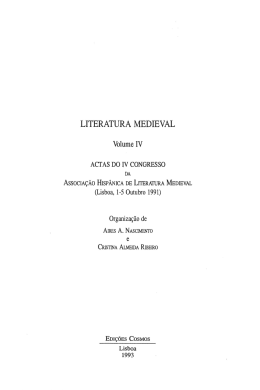 LITERATURA MEDIEVAL Volume IV ACTAS DO IV CONGRESSO