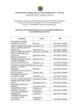 Lista dos candidatos homologados pela UNIVASF no CsF