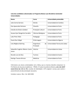 Lista dos candidatos selecionados no Programa Bolsas Luso