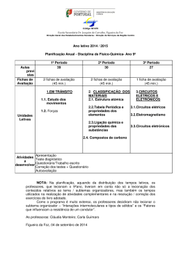 Ano letivo 2014 / 2015 Planificação Anual - Disciplina de