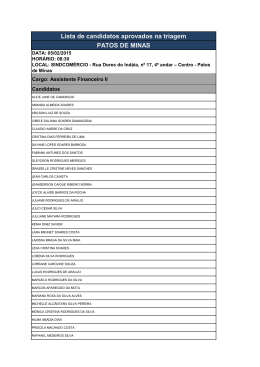 Lista de candidatos aprovados na triagem PATOS DE MINAS