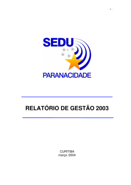 RELATÓRIO DE GESTÃO 2003
