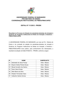 EDITAL Nº 111/2012 - PROEN - Universidade Federal do Maranhão