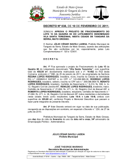 Estado de Mato Grosso Município de Tangará da Serra Assessoria