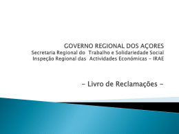 GOVERNO REGIONAL DOS AÇORES Secretaria Regional do