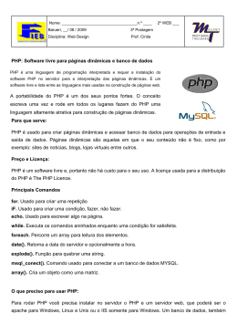 PHP: Software livre para páginas dinâmicas e banco de